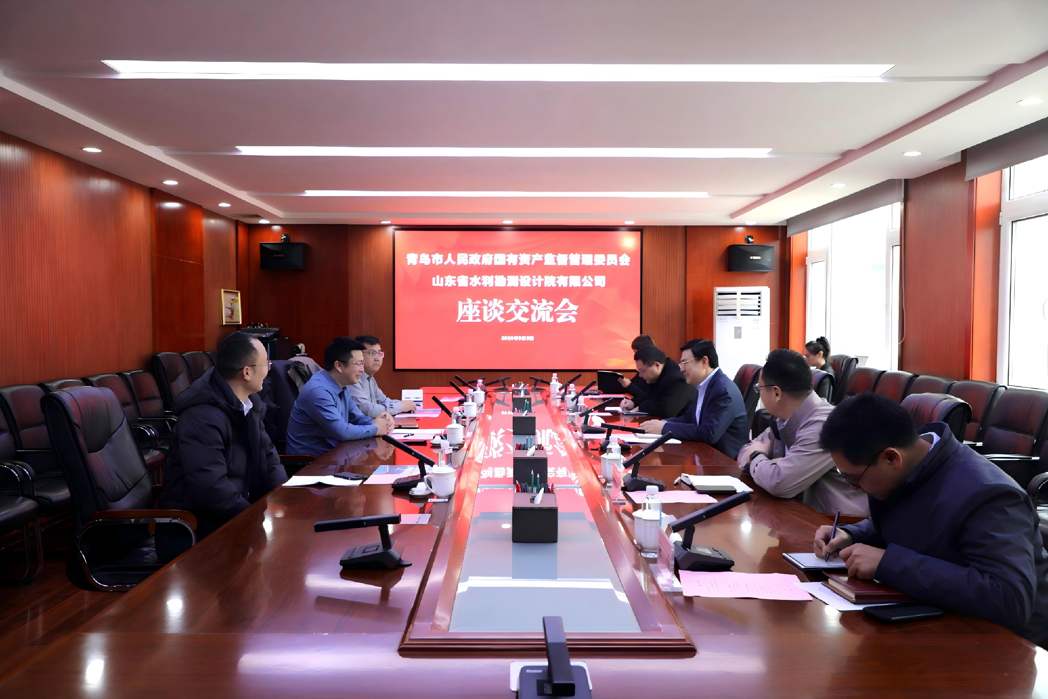 青岛市国资委党委委员、副主任朱文泉一行到访山东水设